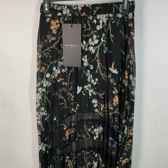 Black Bird Printed Mesh-Detail Midi Skirt - Picture 6 of 11